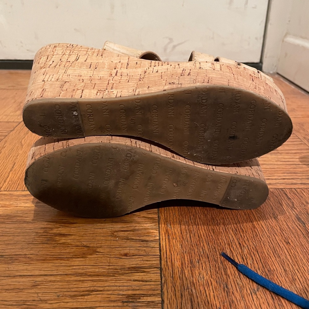 Cordani Slingback Wedge Leather Cork Platform Sandal, Size 40, GUC, “Julia” - Picture 12 of 15